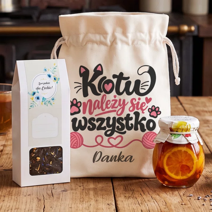 Zestaw Prezentowy z Herbatą Dla Kociary Prezent Dla Kobiety: Kotu Należy Się Wszystko Zestaw Prezentowy z Herbatą Dla Kociary Prezent Dla Kobiety: Kotu Należy Się Wszystko