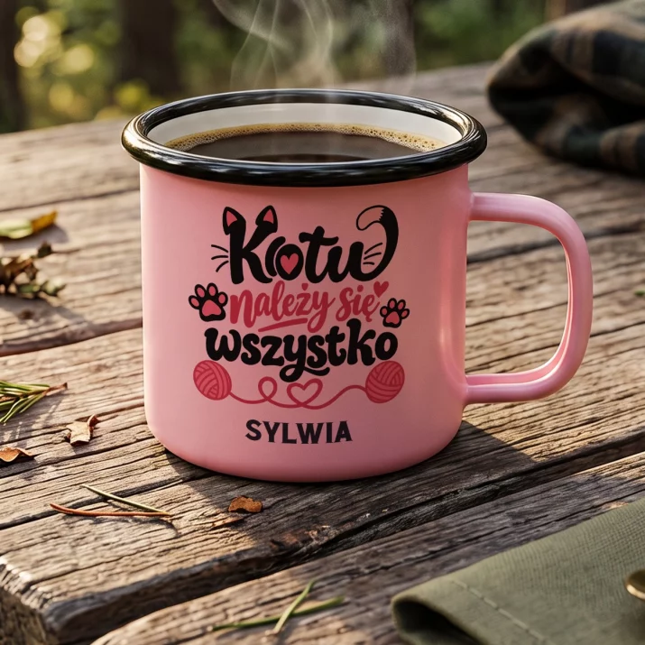 Kubek Emaliowany Dla Kociary Prezent Dla Kobiety: Kotu Należy Się Wszystko Kubek Emaliowany Dla Kociary Prezent Dla Kobiety: Kotu Należy Się Wszystko