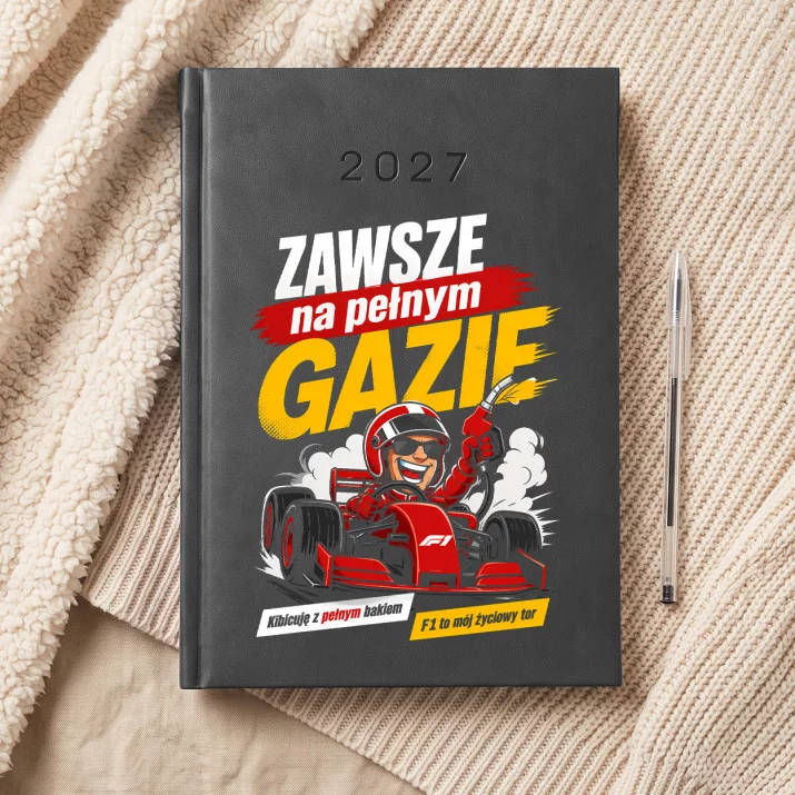 Kalendarz Książkowy A5 2027 Dla Fana F1 Prezent Dla Mężczyzny: Pełny Gaz