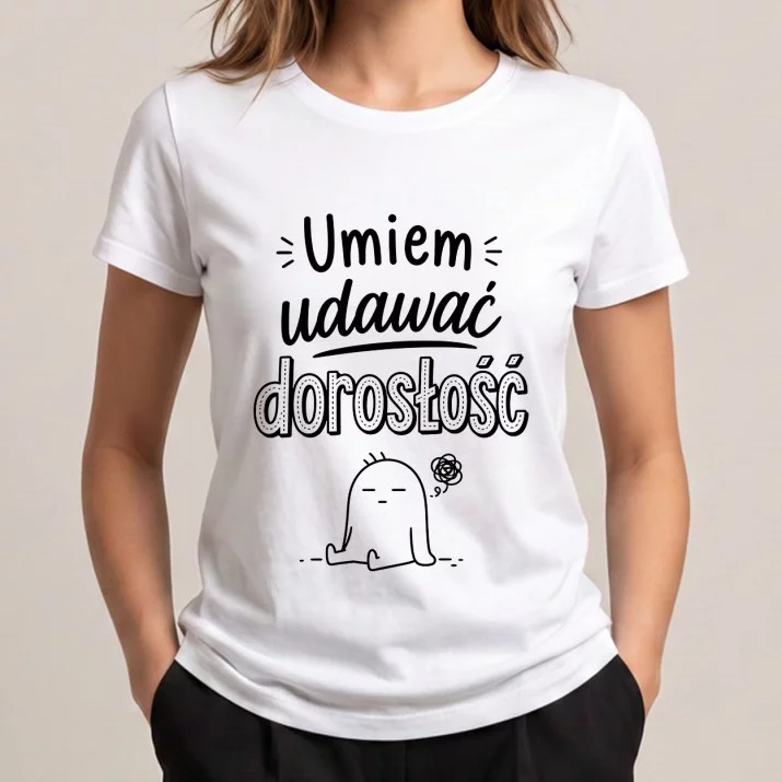 Koszulka Damska Biała Na 20 Urodziny Prezent Dla Kobiety: Ironiczny Doodle Dorosłości