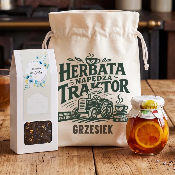 Zestaw Herbaciany Dla Rolnika Prezent Dla Mężczyzny: Traktor I Filiżanka