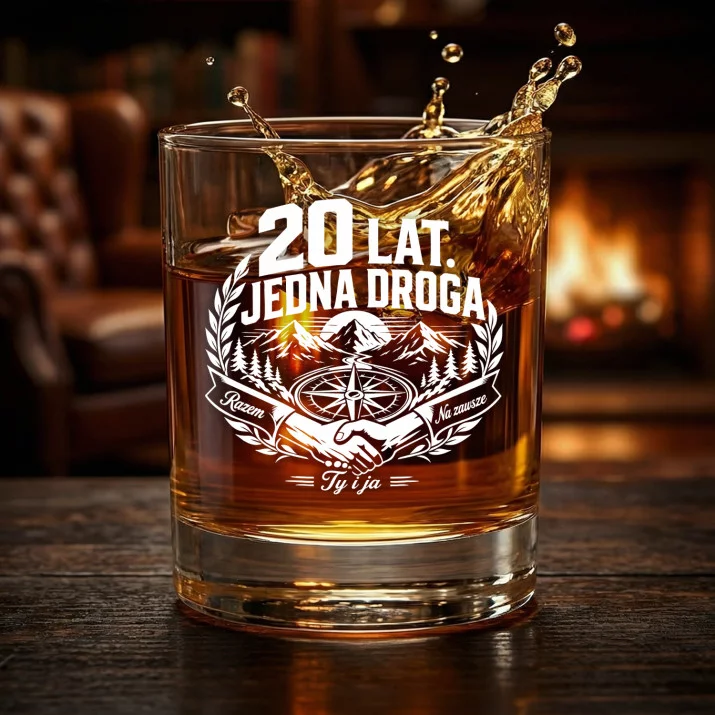 Szklanka Do Whisky Na 20 Rocznicę Ślubu Prezent Dla Mężczyzny: 20 Lat. Jedna Droga Szklanka Do Whisky Na 20 Rocznicę Ślubu Prezent Dla Mężczyzny: 20 Lat. Jedna Droga