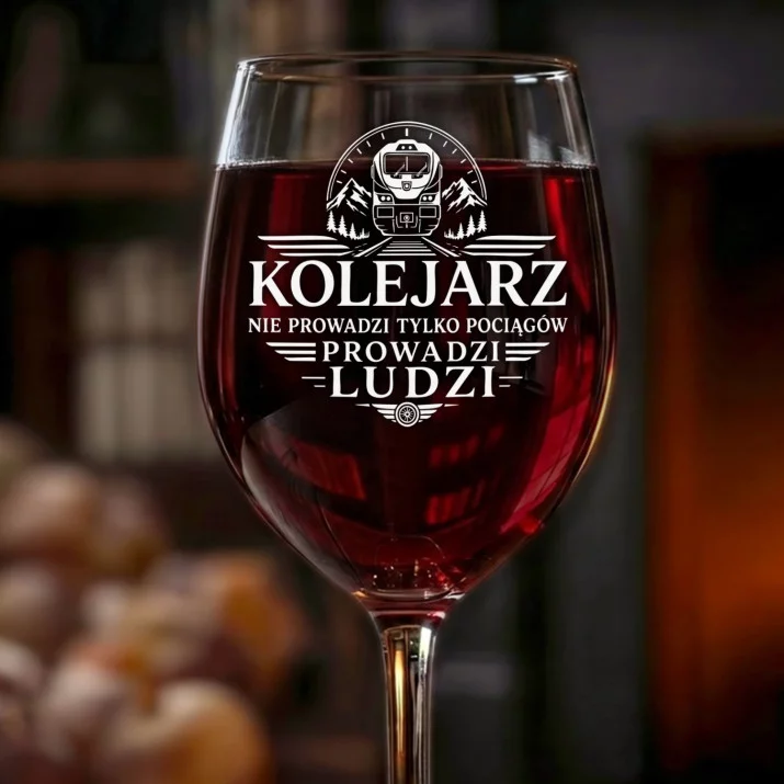 Kieliszek Do Wina Dla Kolejarza Prezent Dla Mężczyzny: Kolejarz Prowadzi Ludzi Kieliszek Do Wina Dla Kolejarza Prezent Dla Mężczyzny: Kolejarz Prowadzi Ludzi