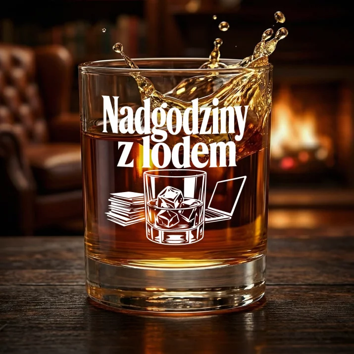 Szklanka Do Whisky Dla Pracoholika Prezent Dla Mężczyzny: Nadgodziny Z Lodem Szklanka Do Whisky Dla Pracoholika Prezent Dla Mężczyzny: Nadgodziny Z Lodem