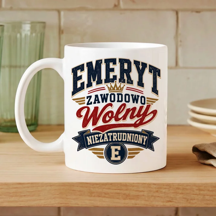 Kubek Z Nadrukiem Dla Emeryta Prezent Na Emeryturę Dla Mężczyzny: Wolny Emeryt Kubek Z Nadrukiem Dla Emeryta Prezent Na Emeryturę Dla Mężczyzny: Wolny Emeryt