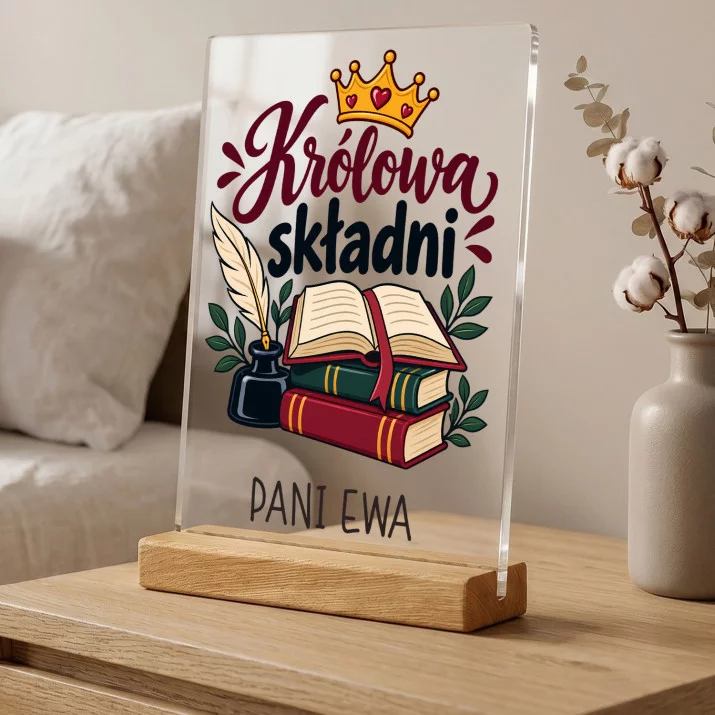 Druk Na Szkle Dla Nauczycielki Polskiego Prezent Na Dzień Nauczyciela Dla Kobiety: Królowa Składni Druk Na Szkle Dla Nauczycielki Polskiego Prezent Na Dzień Nauczyciela Dla Kobiety: Królowa Składni