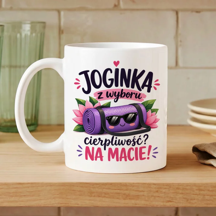 Kubek Z Nadrukiem Dla Joginki Prezent Dla Kobiety: Joginka Na Macie Kubek Z Nadrukiem Dla Joginki Prezent Dla Kobiety: Joginka Na Macie