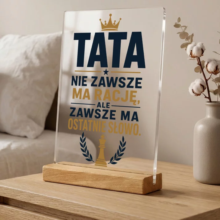 Druk Na Szkle Dla Taty Prezent Na Dzień Ojca Dla Mężczyzny: Tata Ma Ostatnie Słowo Druk Na Szkle Dla Taty Prezent Na Dzień Ojca Dla Mężczyzny: Tata Ma Ostatnie Słowo