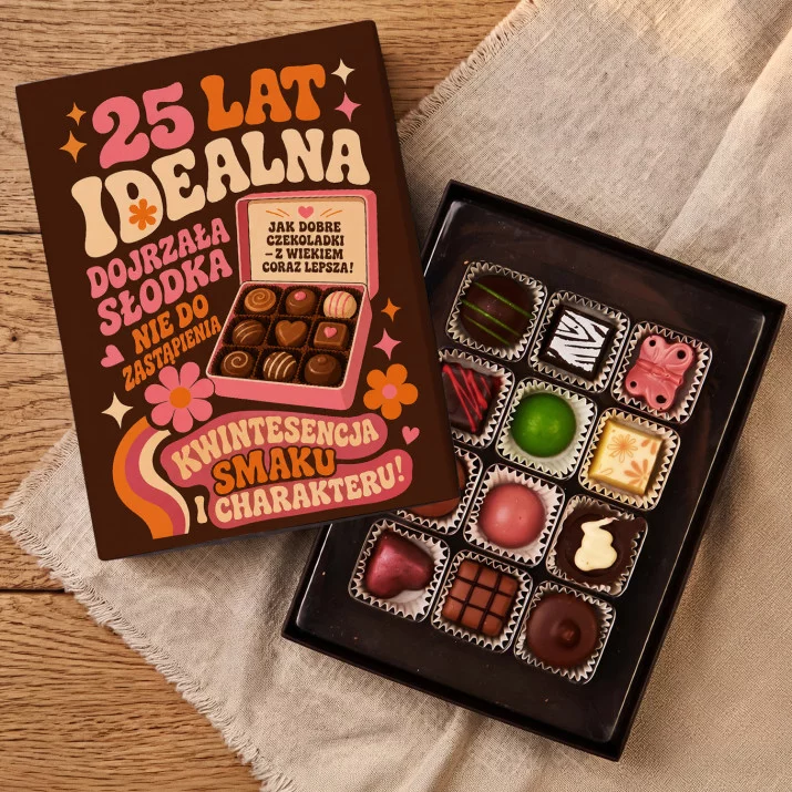 Czekoladki Dla 25 Latki Prezent Na 25 Urodziny Dla Kobiety: Retro Praliny 25‑Latki Czekoladki Dla 25 Latki Prezent Na 25 Urodziny Dla Kobiety: Retro Praliny 25‑Latki