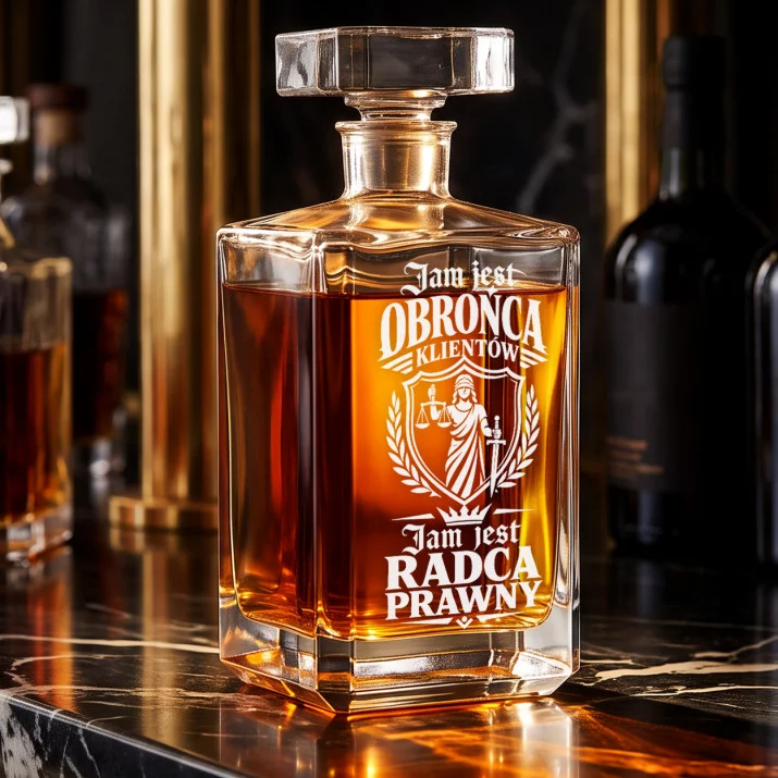 Karafka Do Whisky z Grawerem Dla Radcy Prawnego Prezent: Tarcza Temidy Karafka Do Whisky z Grawerem Dla Radcy Prawnego Prezent: Tarcza Temidy