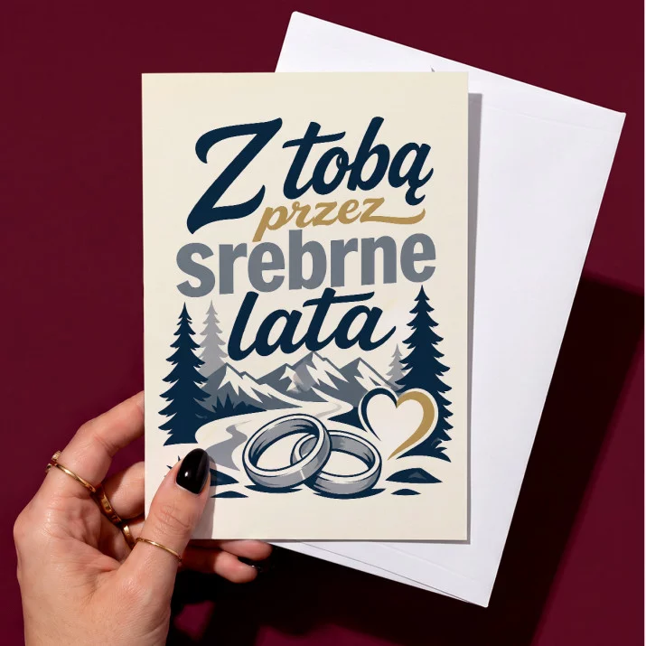 Kartka z Życzeniami Na 25 Rocznicę Ślubu Dla Mężczyzny: Srebrna Elegancja