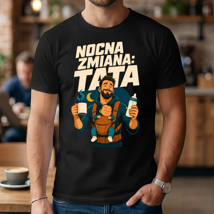 Koszulka Męska Dla Świeżo Upieczonego Taty Prezent Na Dzień Ojca Dla Mężczyzny: Nocna Zmiana