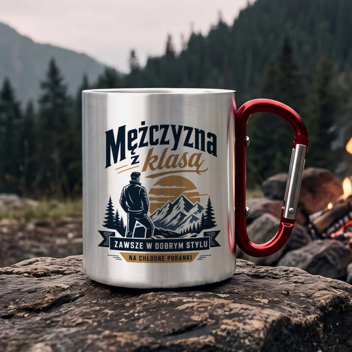 Kubek Metalowy z Karabińczykiem Na Święta Prezent Dla Mężczyzny: Męska Elegancja Kubek Metalowy z Karabińczykiem Na Święta Prezent Dla Mężczyzny: Męska Elegancja