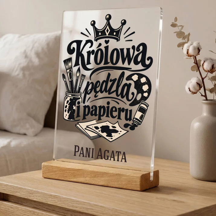 Druk Na Szkle Dla Nauczycielki Plastyki Prezent Na Dzień Nauczyciela Dla Kobiety: Królowa Pędzla I Papieru Druk Na Szkle Dla Nauczycielki Plastyki Prezent Na Dzień Nauczyciela Dla Kobiety: Królowa Pędzla I Papieru