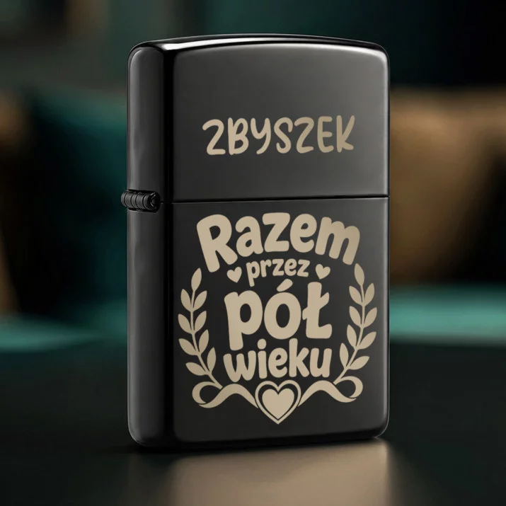 Zapalniczka z Grawerem Na 50 Rocznicę Ślubu Prezent Dla Mężczyzny: Razem Przez Pół Wieku