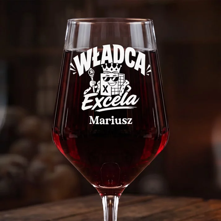 Mega Kieliszek Do Wina z Grawerem Dla Pracownika Prezent Dla Mężczyzny: Władca Excela Mega Kieliszek Do Wina z Grawerem Dla Pracownika Prezent Dla Mężczyzny: Władca Excela