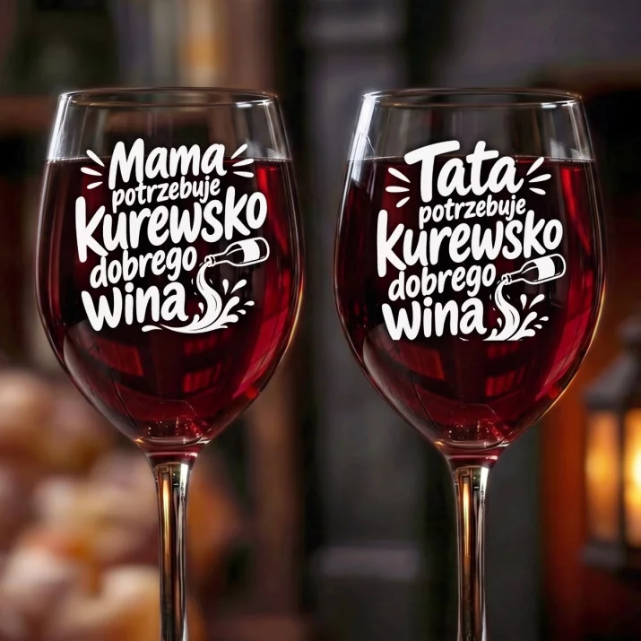 Dwa Kieliszki Do Wina Dla Rodziców Prezent Dla Pary: Kurewsko Dobry Duet Dwa Kieliszki Do Wina Dla Rodziców Prezent Dla Pary: Kurewsko Dobry Duet