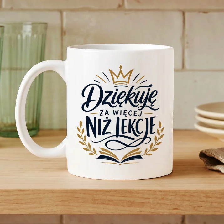 Kubek Z Nadrukiem Na Zakończenie Roku Szkolnego Prezent Dla Mężczyzny: Dziękuję Za Więcej Kubek Z Nadrukiem Na Zakończenie Roku Szkolnego Prezent Dla Mężczyzny: Dziękuję Za Więcej