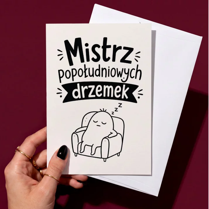 Kartka z Życzeniami Na Emeryturę Dla Emeryta Mężczyzny: Uroczy Mistrz Drzemek Kartka z Życzeniami Na Emeryturę Dla Emeryta Mężczyzny: Uroczy Mistrz Drzemek
