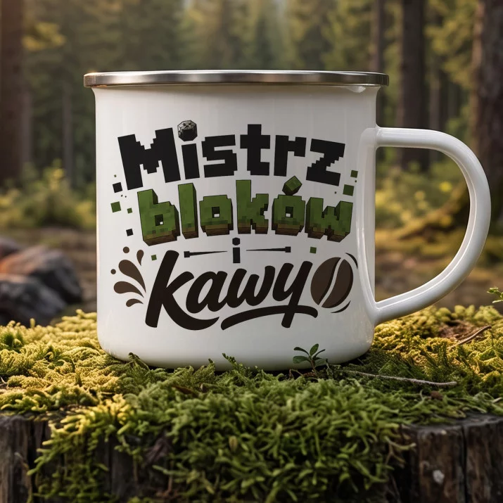Kubek Emaliowany Dla Fana Minecrafta Prezent Dla Mężczyzny: Blokowy Humor Kubek Emaliowany Dla Fana Minecrafta Prezent Dla Mężczyzny: Blokowy Humor