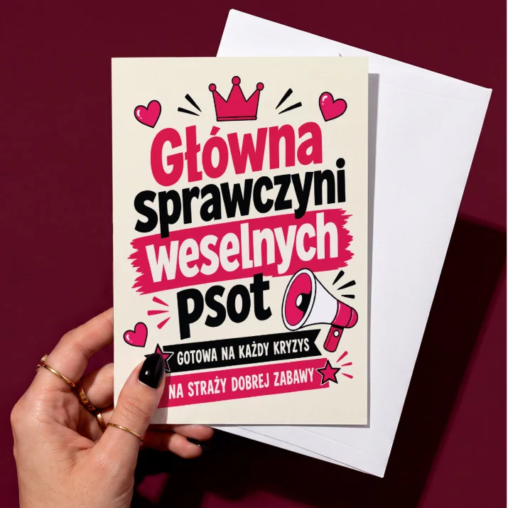 Kartka z Życzeniami Dla Świadkowej Dla Kobiety: Weselne Psoty Kartka z Życzeniami Dla Świadkowej Dla Kobiety: Weselne Psoty