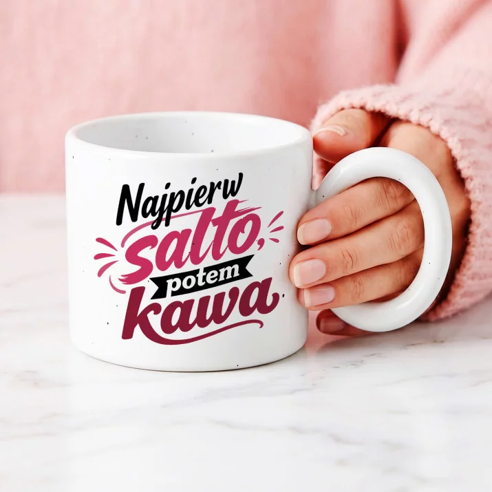 Kubek Z Okrągłym Uchem Dla Gimnastyczki Prezent Dla Kobiety: Salto I Kawa