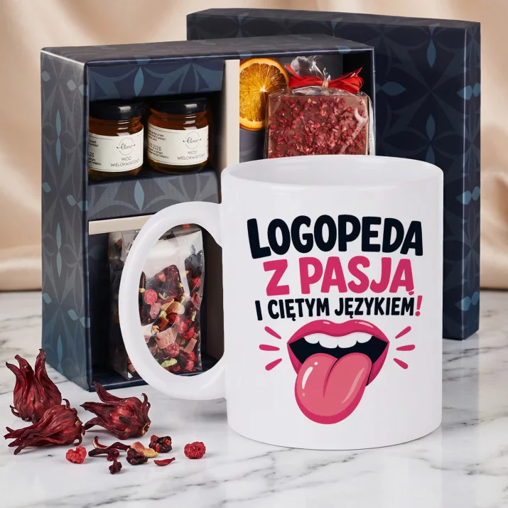 Zestaw Prezenowy Z Kubkiem Dla Logopedy: Logopeda Z Pasją Zestaw Prezenowy Z Kubkiem Dla Logopedy: Logopeda Z Pasją