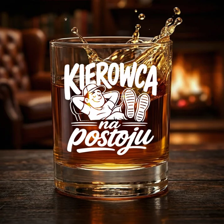 Szklanka Do Whisky Dla Kierowcy Prezent Dla Mężczyzny: Kierowca Na Postoju Szklanka Do Whisky Dla Kierowcy Prezent Dla Mężczyzny: Kierowca Na Postoju