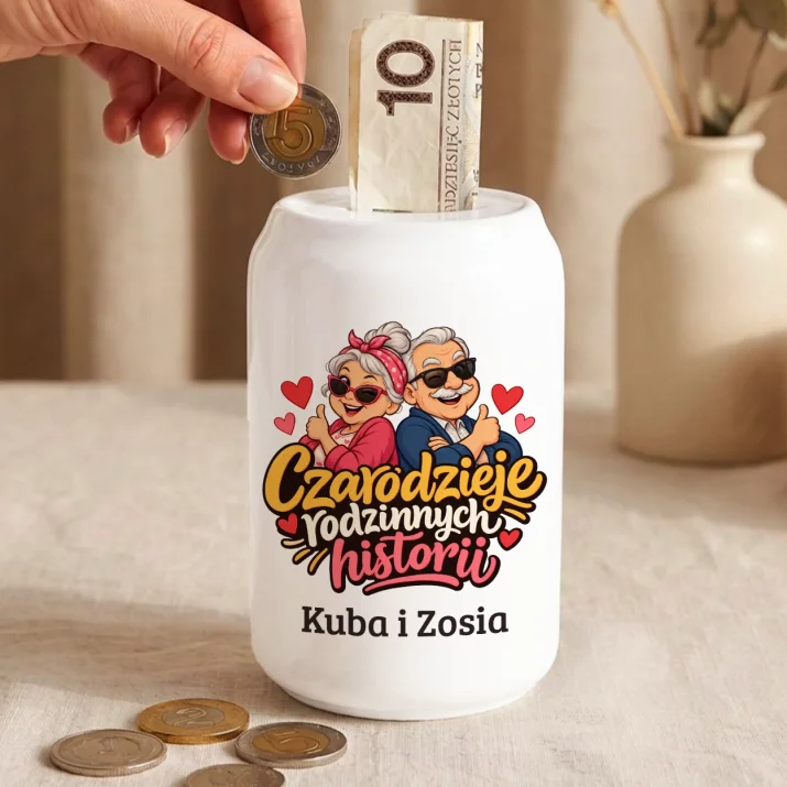 Skarbonka Dla Babci i Dziadka Prezent Na Dzień Babci i Dziadka Dla Pary: Czarodzieje Rodzinnych Skarbonka Dla Babci i Dziadka Prezent Na Dzień Babci i Dziadka Dla Pary: Czarodzieje Rodzinnych