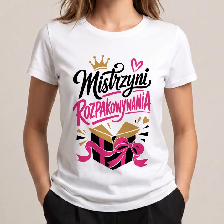 Koszulka Damska Biała Na Święta Prezent Dla Kobiety: Typograficzny Humor Damski