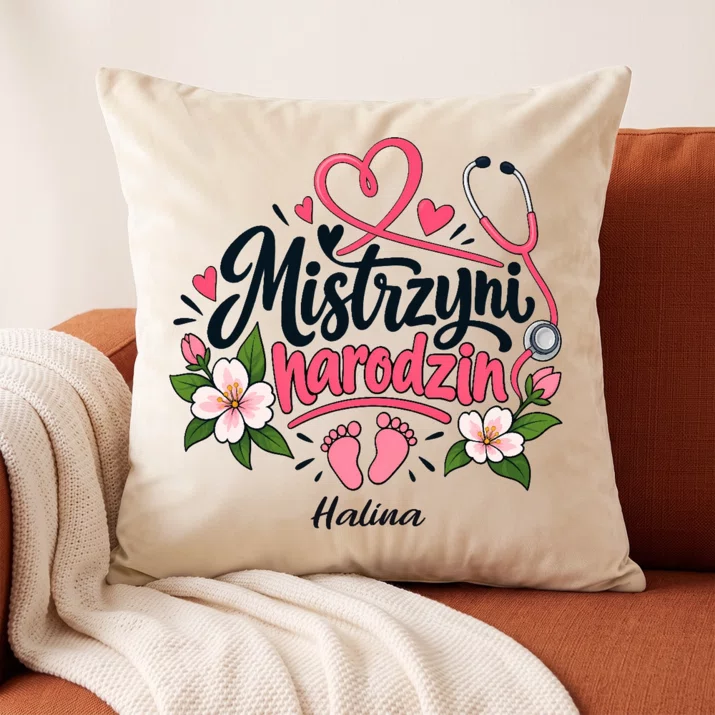 Poduszka Dekoracyjna Dla Położnej Prezent Dla Kobiety: Mistrzyni Narodzin