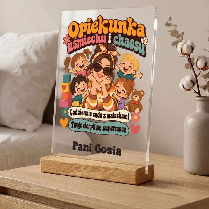 Druk Na Szkle Na Dzień Nauczyciela W Przedszkolu Prezent Dla Nauczyciela Kobiety: Opiekunka Uśmiechu I Druk Na Szkle Na Dzień Nauczyciela W Przedszkolu Prezent Dla Nauczyciela Kobiety: Opiekunka Uśmiechu I