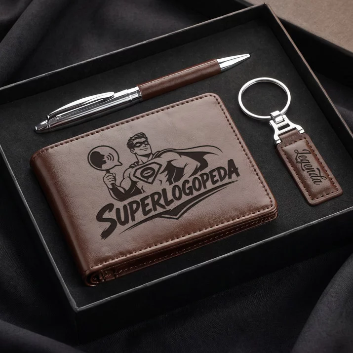 Zestaw Prezentowy Z Portfelem Dla Logopedy Prezent Dla Mężczyzny: Superlogopeda Zestaw Prezentowy Z Portfelem Dla Logopedy Prezent Dla Mężczyzny: Superlogopeda