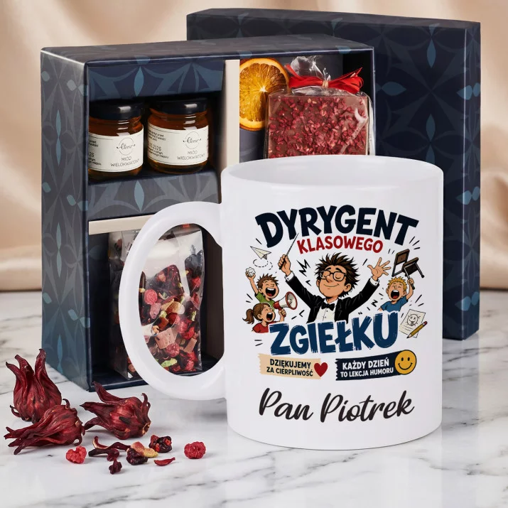 Zestaw Prezenowy z Kubkiem Dla Wychowawcy Na Dzień Nauczyciela Dla Mężczyzny: Dyrygent Klasowego