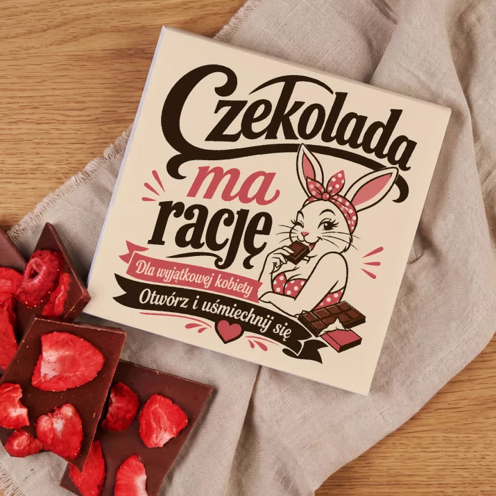 Czekolada Z Truskawkami Na Wielkanoc Prezent Dla Kobiety: Słodka Typografia Retro Czekolada Z Truskawkami Na Wielkanoc Prezent Dla Kobiety: Słodka Typografia Retro