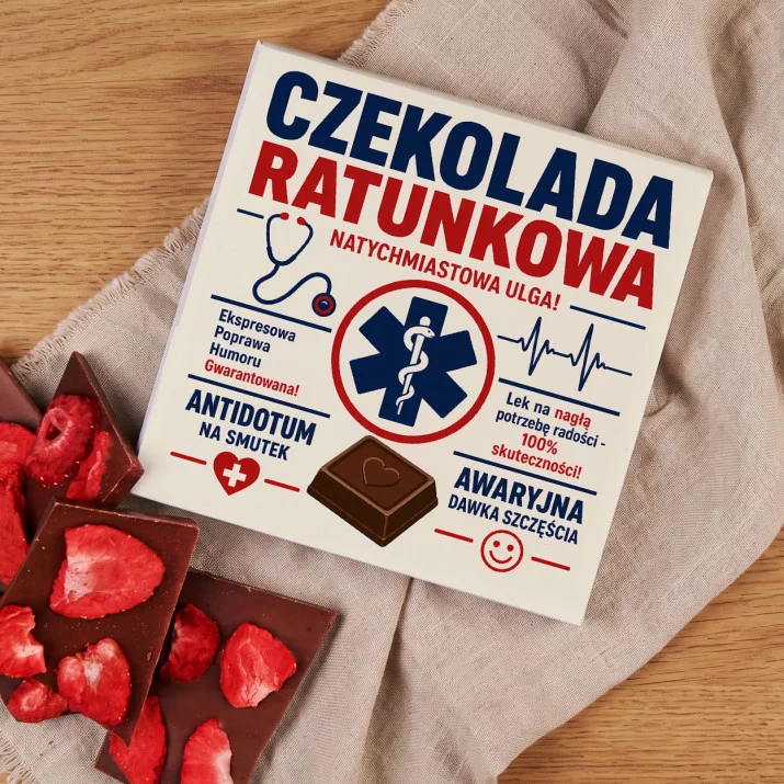 Czekolada Z Truskawkami Dla Lekarza Prezent Dla Mężczyzny: Czekolada Ratunkowa Czekolada Z Truskawkami Dla Lekarza Prezent Dla Mężczyzny: Czekolada Ratunkowa