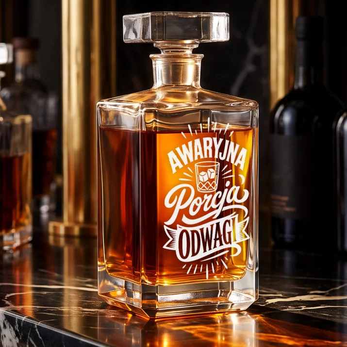 Karafka Do Whisky z Grawerem Dla Przyjaciela Prezent: Porcja Odwagi Karafka Do Whisky z Grawerem Dla Przyjaciela Prezent: Porcja Odwagi