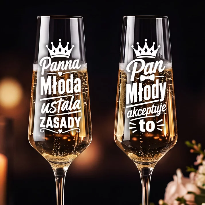 Dwa Kieliszki Do Szampana Dla Pary Młodej Prezent Na Ślub Dla Pary: Duet Ona I On Dwa Kieliszki Do Szampana Dla Pary Młodej Prezent Na Ślub Dla Pary: Duet Ona I On