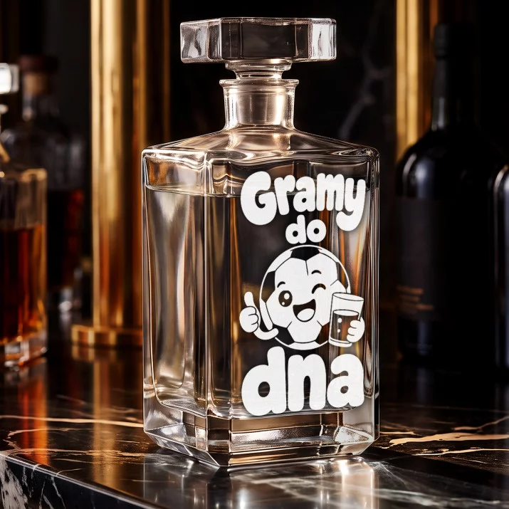 Karafka Do Wódki z Grawerem Dla Fana Piłki Nożnej Prezent: Gramy Do Dna – Piłka Z Napojem