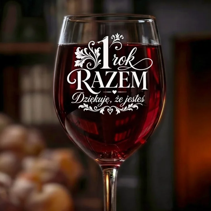 Kieliszek Do Wina Na 1 Rocznicę Ślubu Prezent Dla Kobiety: 1 Rok Razem Grawer