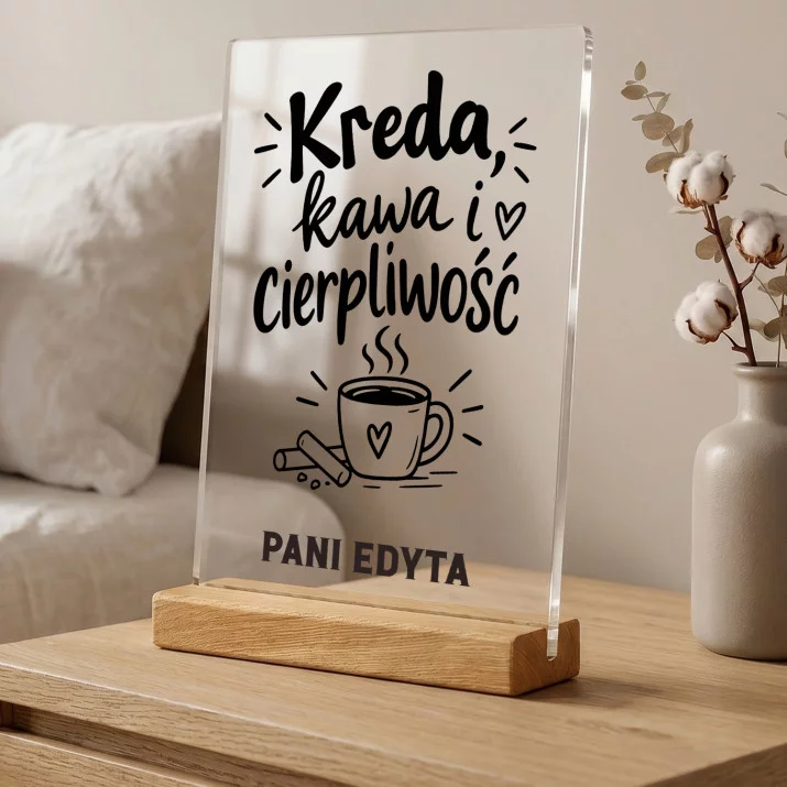 Druk Na Szkle Na Dzień Nauczyciela Prezent Dla Nauczyciela Kobiety: Kreda, Kawa I Cierpliwość