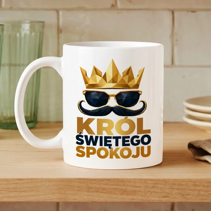 Kubek Z Nadrukiem Na Emeryturę Prezent Dla Emeryta Mężczyzny: Król Świętego Spokoju Kubek Z Nadrukiem Na Emeryturę Prezent Dla Emeryta Mężczyzny: Król Świętego Spokoju