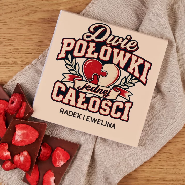 Czekolada z Truskawkami Dla Dwojga Prezent Dla Pary: Dwie Połówki Jednej Czekolada z Truskawkami Dla Dwojga Prezent Dla Pary: Dwie Połówki Jednej