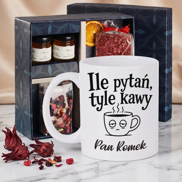 Zestaw Prezenowy z Kubkiem Dla Nauczyciela Na Dzień Nauczyciela Dla Mężczyzny: Ile Pytań, Tyle Kawy Zestaw Prezenowy z Kubkiem Dla Nauczyciela Na Dzień Nauczyciela Dla Mężczyzny: Ile Pytań, Tyle Kawy