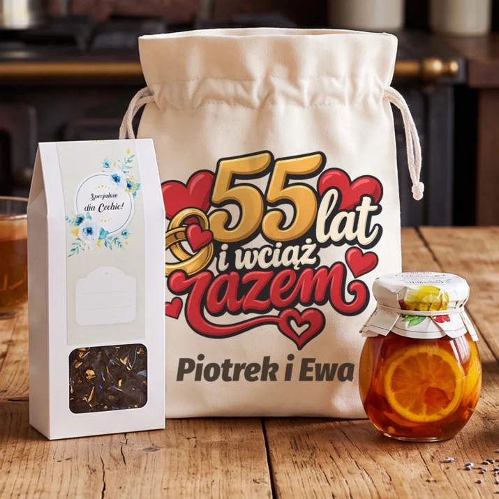 Zestaw Prezentowy z Herbatą Na 55 Rocznicę Ślubu Prezent Na Walentynki Dla Pary: 55 Lat I Wciąż Razem Zestaw Prezentowy z Herbatą Na 55 Rocznicę Ślubu Prezent Na Walentynki Dla Pary: 55 Lat I Wciąż Razem