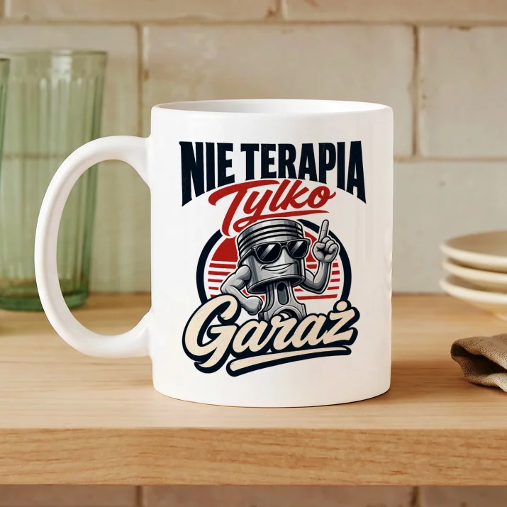 Kubek Z Nadrukiem Dla Samochodziarza Prezent Dla Mężczyzny: Garażowa Odskocznia Kubek Z Nadrukiem Dla Samochodziarza Prezent Dla Mężczyzny: Garażowa Odskocznia