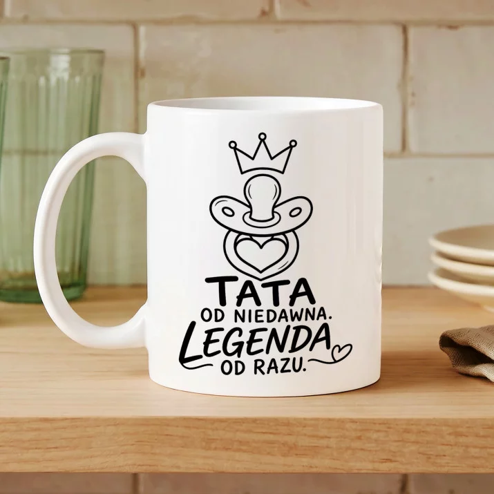 Kubek Z Nadrukiem Na Pierwszy Dzień Ojca Prezent Dla Taty Mężczyzny: Tata Od Niedawna Kubek Z Nadrukiem Na Pierwszy Dzień Ojca Prezent Dla Taty Mężczyzny: Tata Od Niedawna