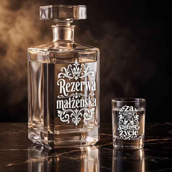 Zestaw Do Wódki z Grawerem Dla Młodych Prezent Na Ślub: Rezerwa Małżeńska Zestaw Do Wódki z Grawerem Dla Młodych Prezent Na Ślub: Rezerwa Małżeńska