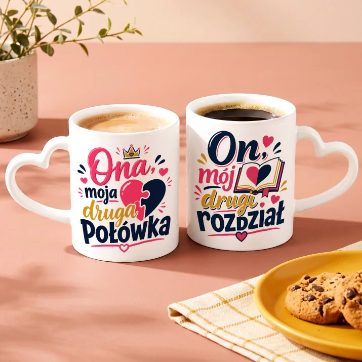 Zestaw Kubków Dla Bliźniaków Prezent Dla Pary: Dwie Połówki