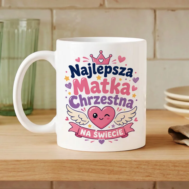 Kubek Z Nadrukiem Dla Matki Chrzestnej Prezent Dla Kobiety: Najlepsza Matka Chrzestna Kubek Z Nadrukiem Dla Matki Chrzestnej Prezent Dla Kobiety: Najlepsza Matka Chrzestna